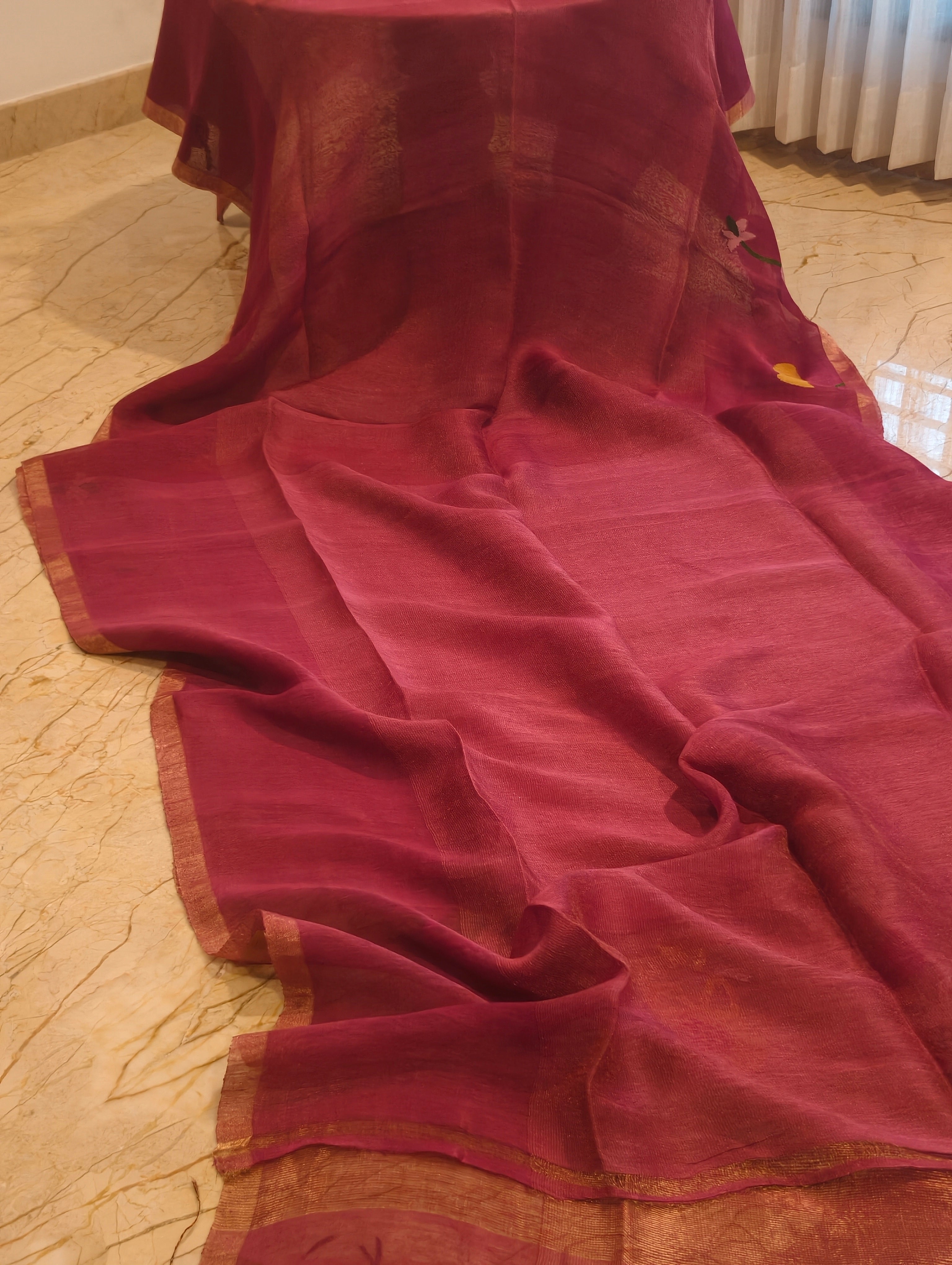 Gulabi Pakhi – Rose Pink Matka Silk Jamdani Saree