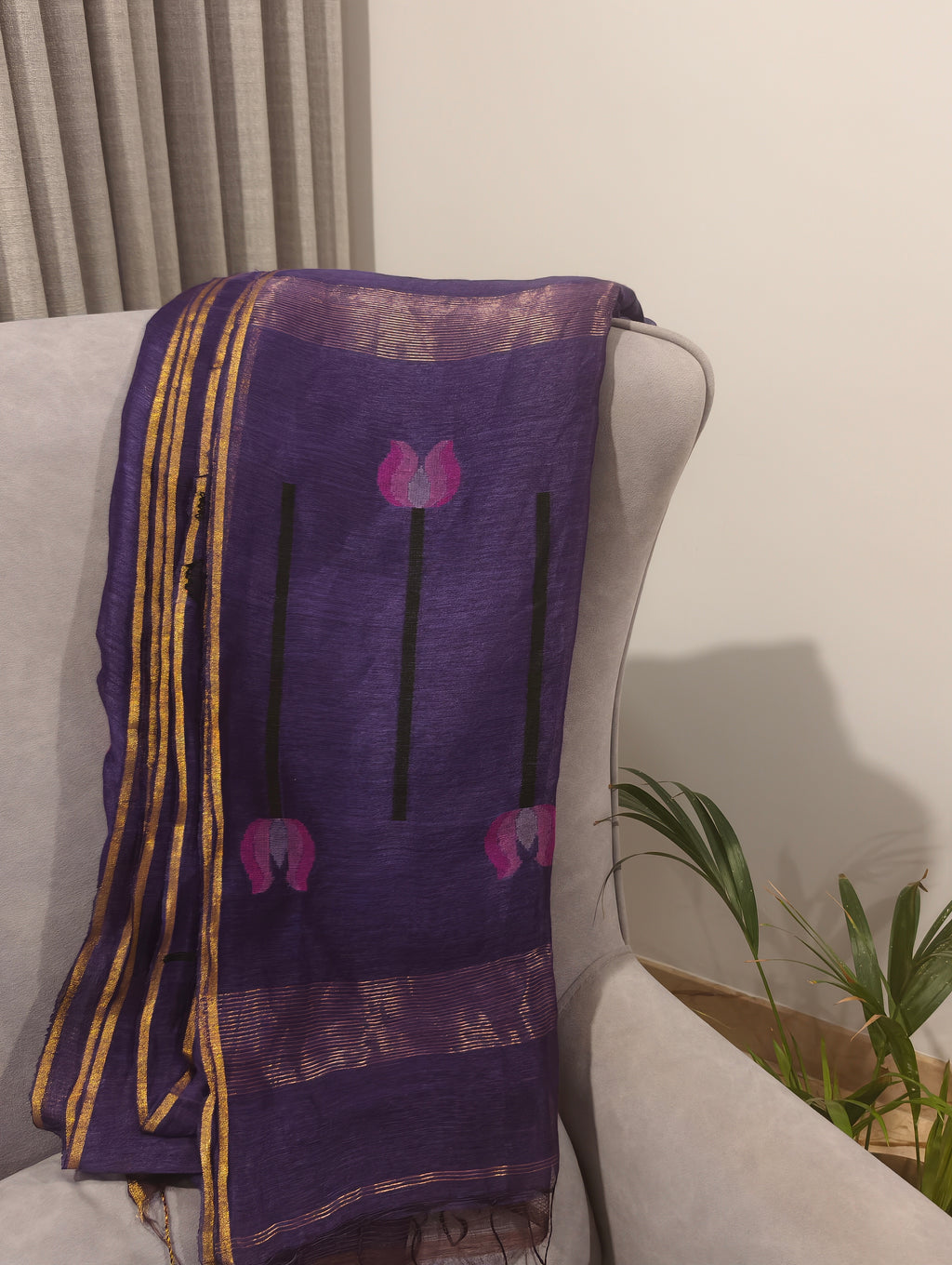 Jamuni Padma – Purple Matka Silk Jamdani Saree