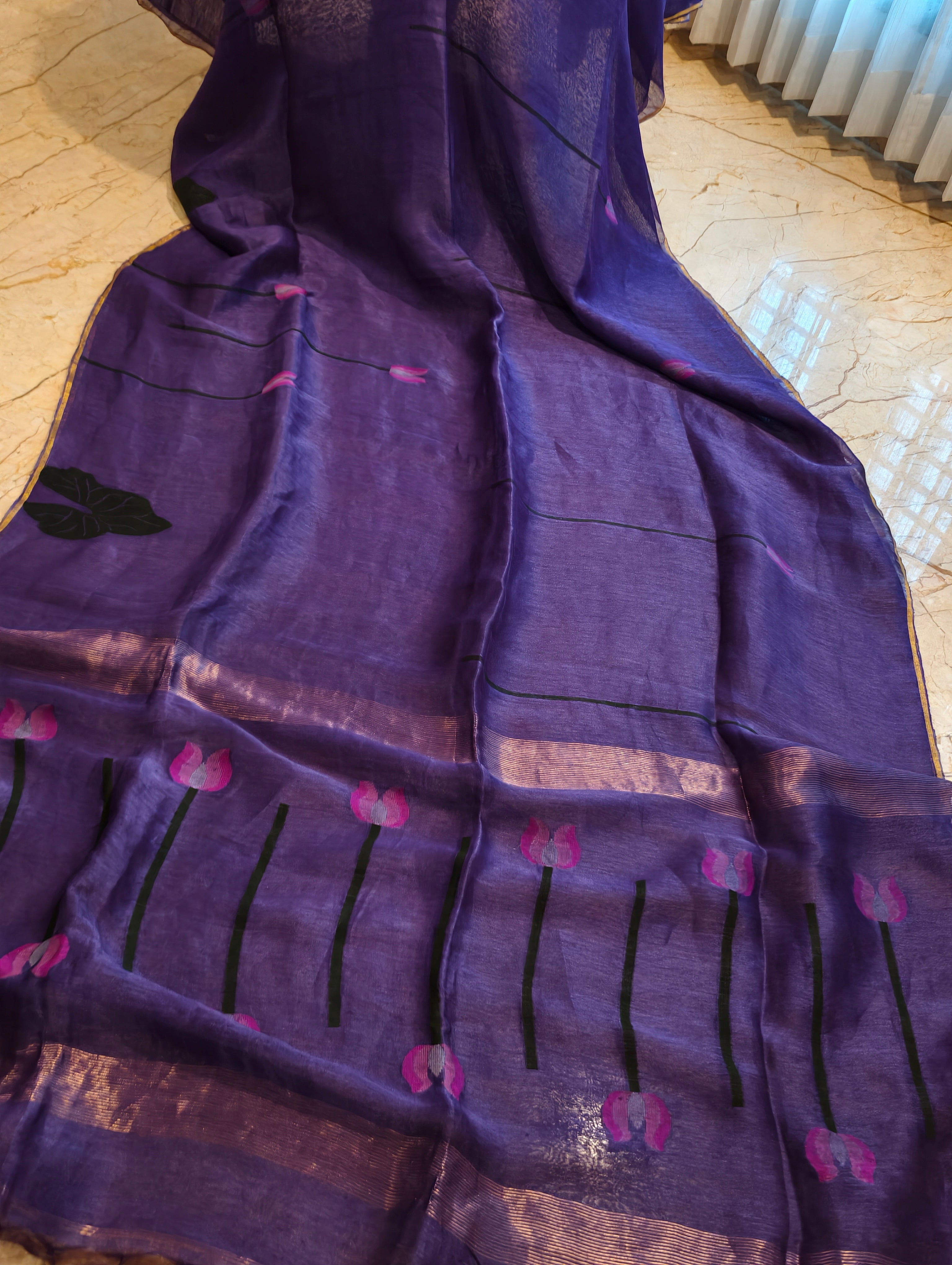 Jamuni Padma – Purple Matka Silk Jamdani Saree