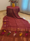 Gulabi Pakhi – Rose Pink Matka Silk Jamdani Saree