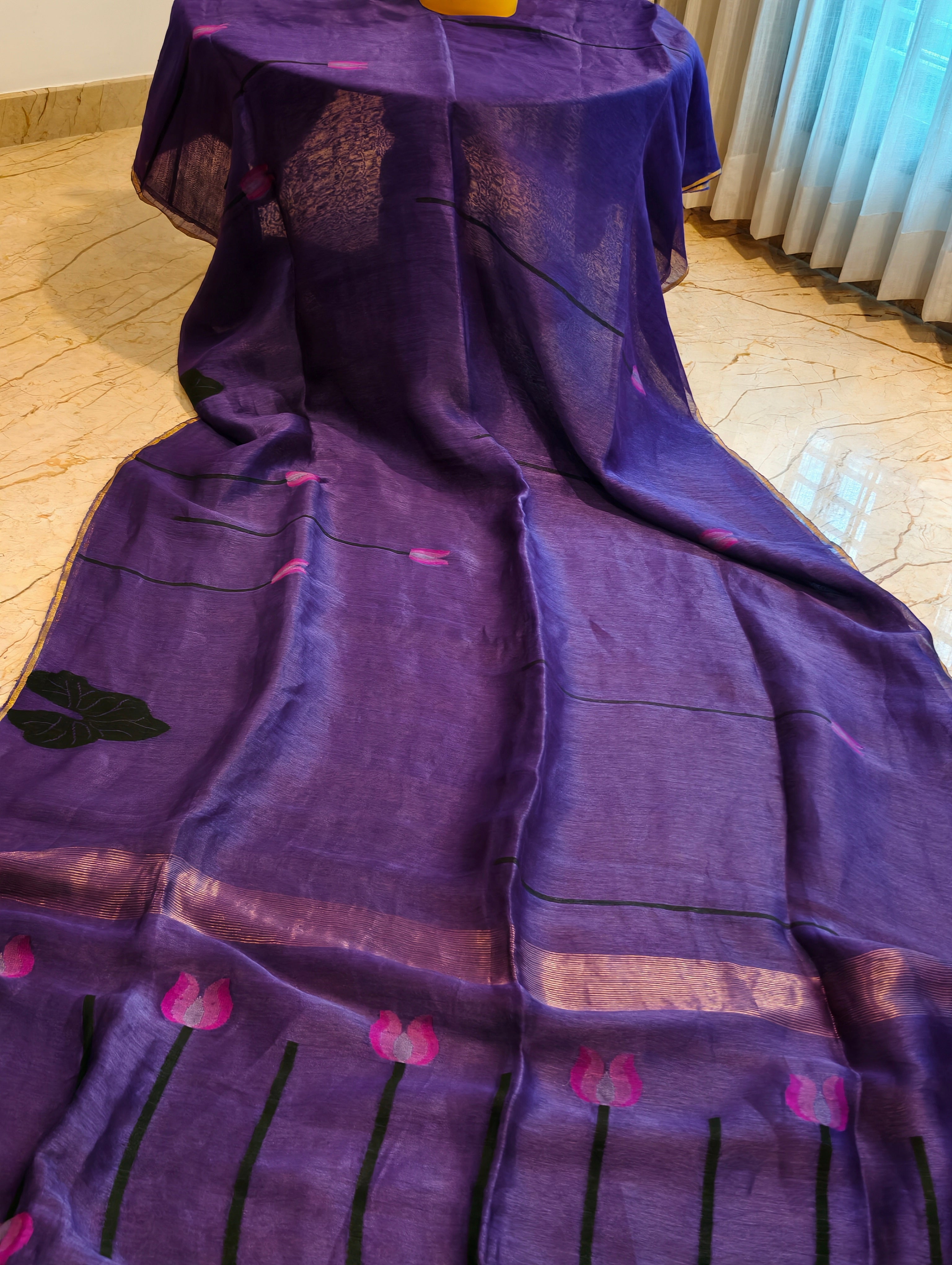 Jamuni Padma – Purple Matka Silk Jamdani Saree