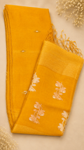 Matka Muslin Jamdani - Golden yellow fabric