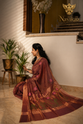 Padma Mocha – Brown Matka Silk Jamdani Saree