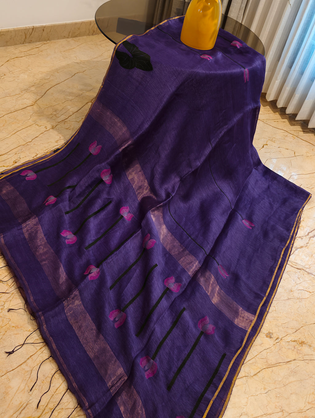 Jamuni Padma – Purple Matka Silk Jamdani Saree