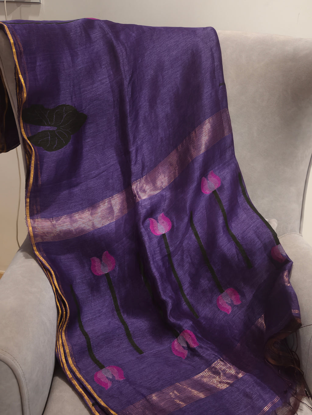 Jamuni Padma – Purple Matka Silk Jamdani Saree