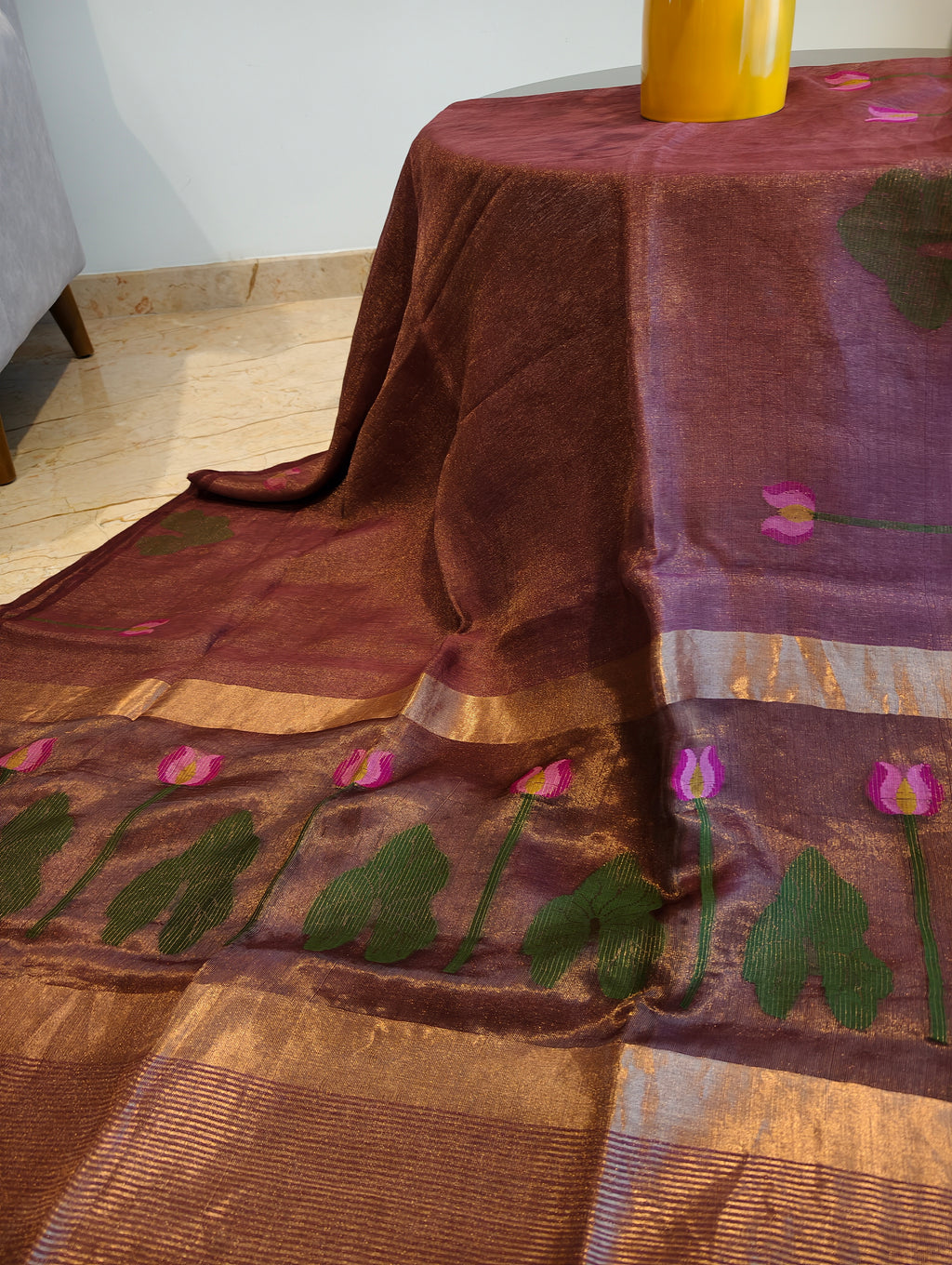 Padma Mocha – Brown Matka Silk Jamdani Saree