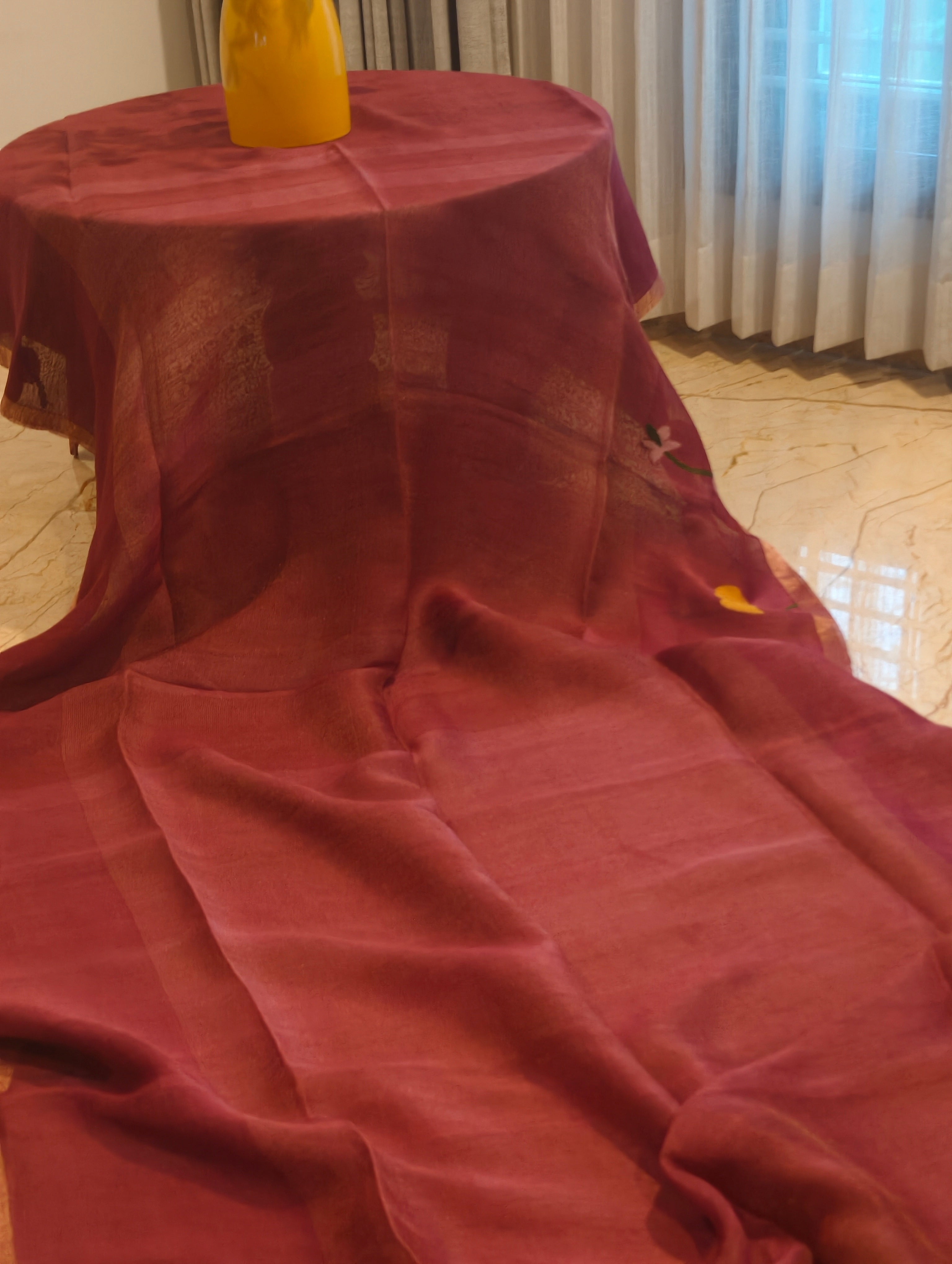 Gulabi Pakhi – Rose Pink Matka Silk Jamdani Saree