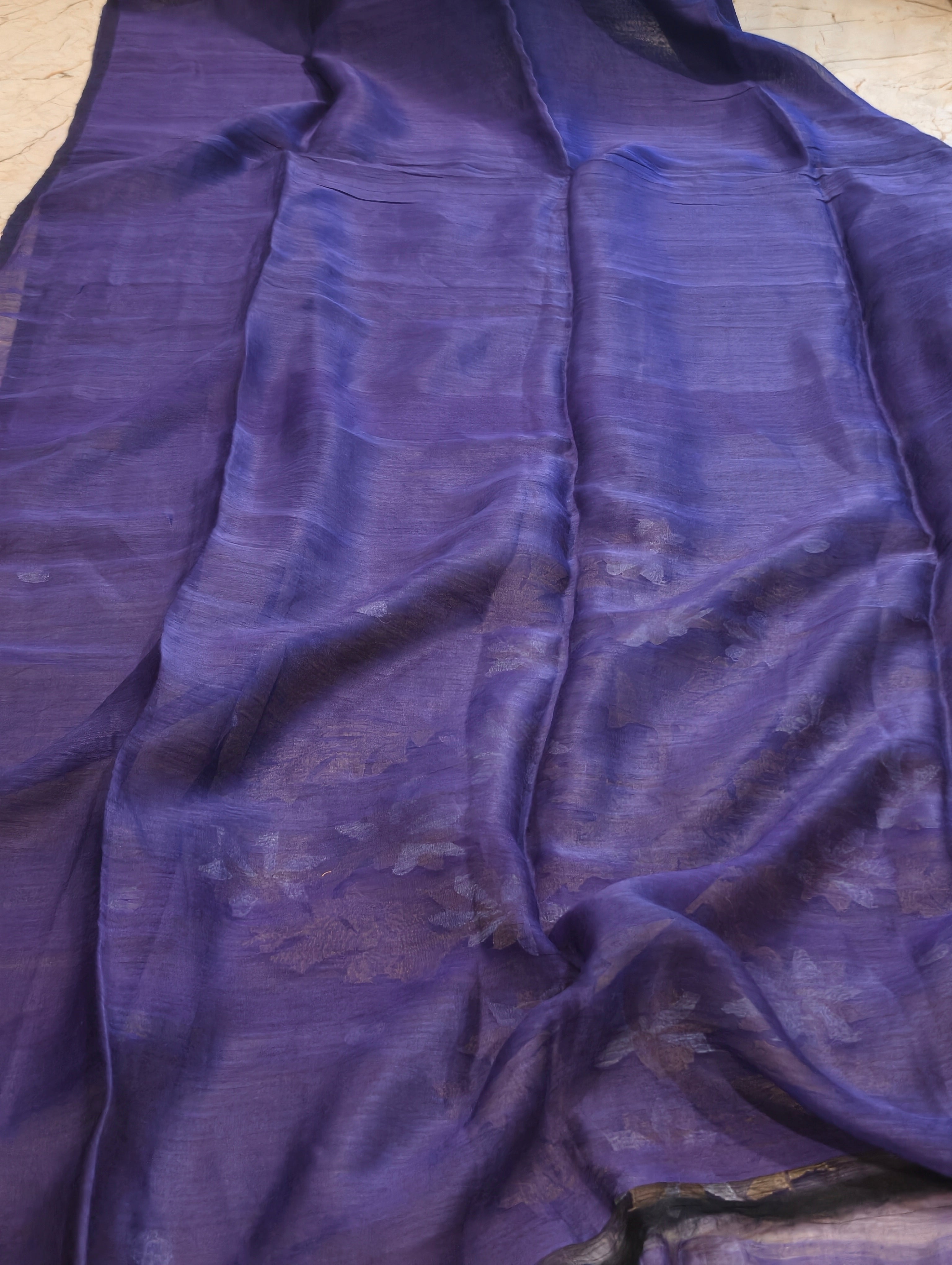 Plain purple blouse piece with natural Matka texture and subtle sheen