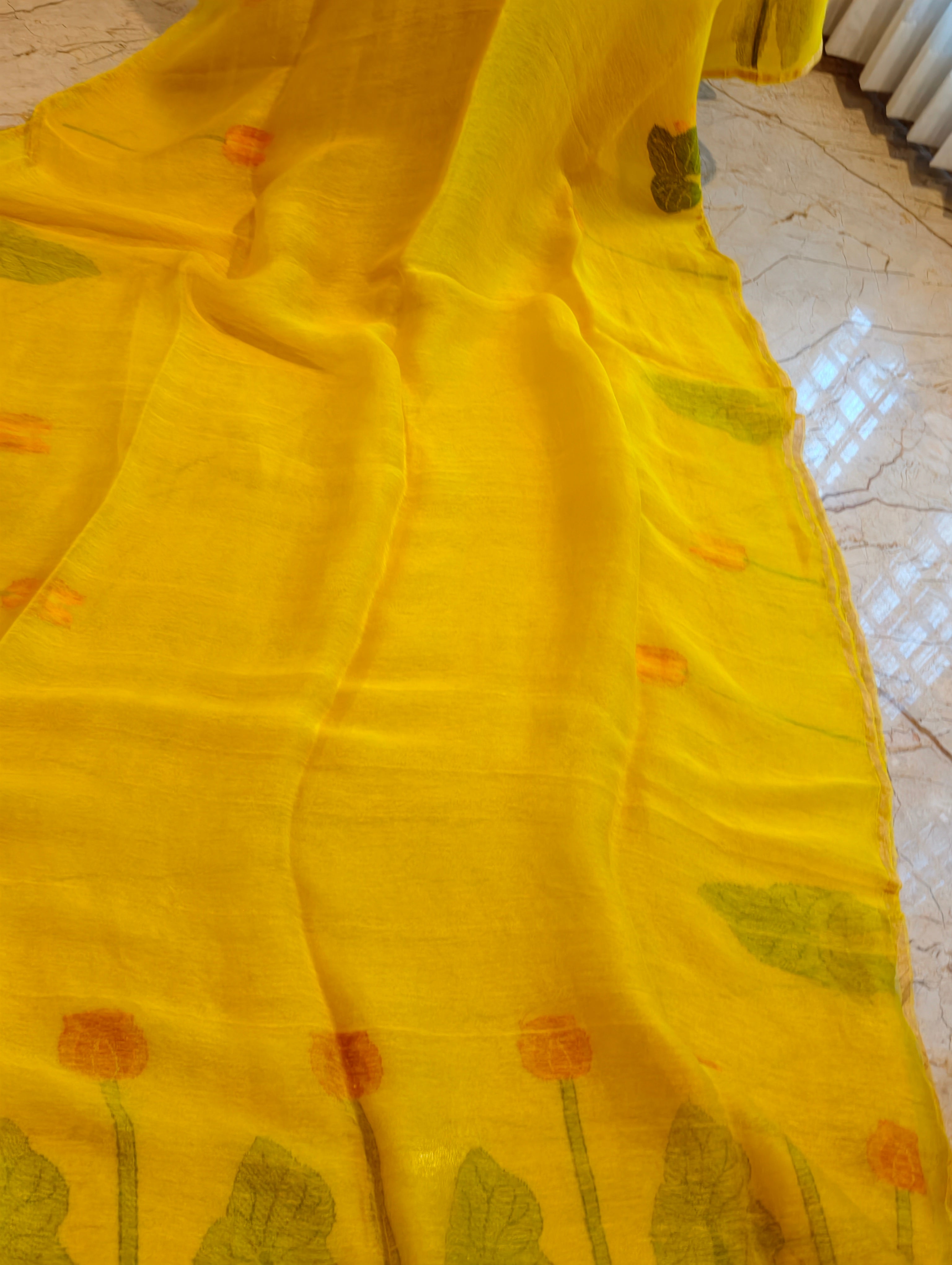 Kanaka Padma – Yellow Matka Silk Jamdani Saree