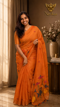 Matsya Kesari – Orange Matka Silk Jamdani Saree