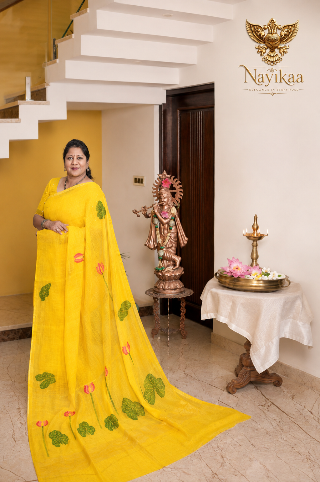 Kanaka Padma – Yellow Matka Silk Jamdani Saree