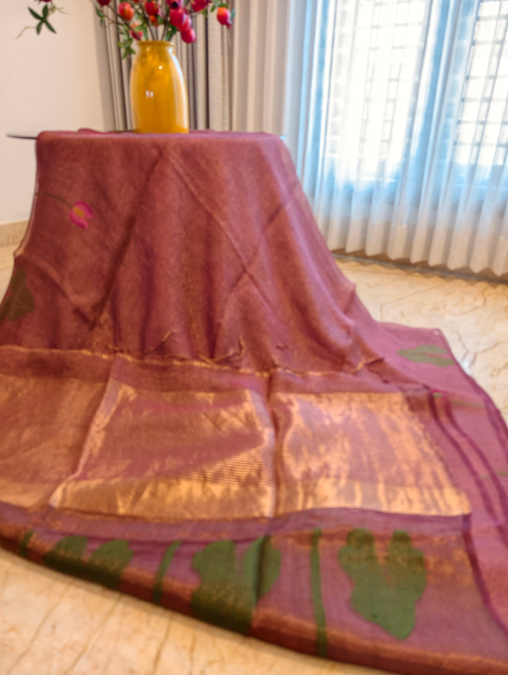 Padma Mocha – Brown Matka Silk Jamdani Saree