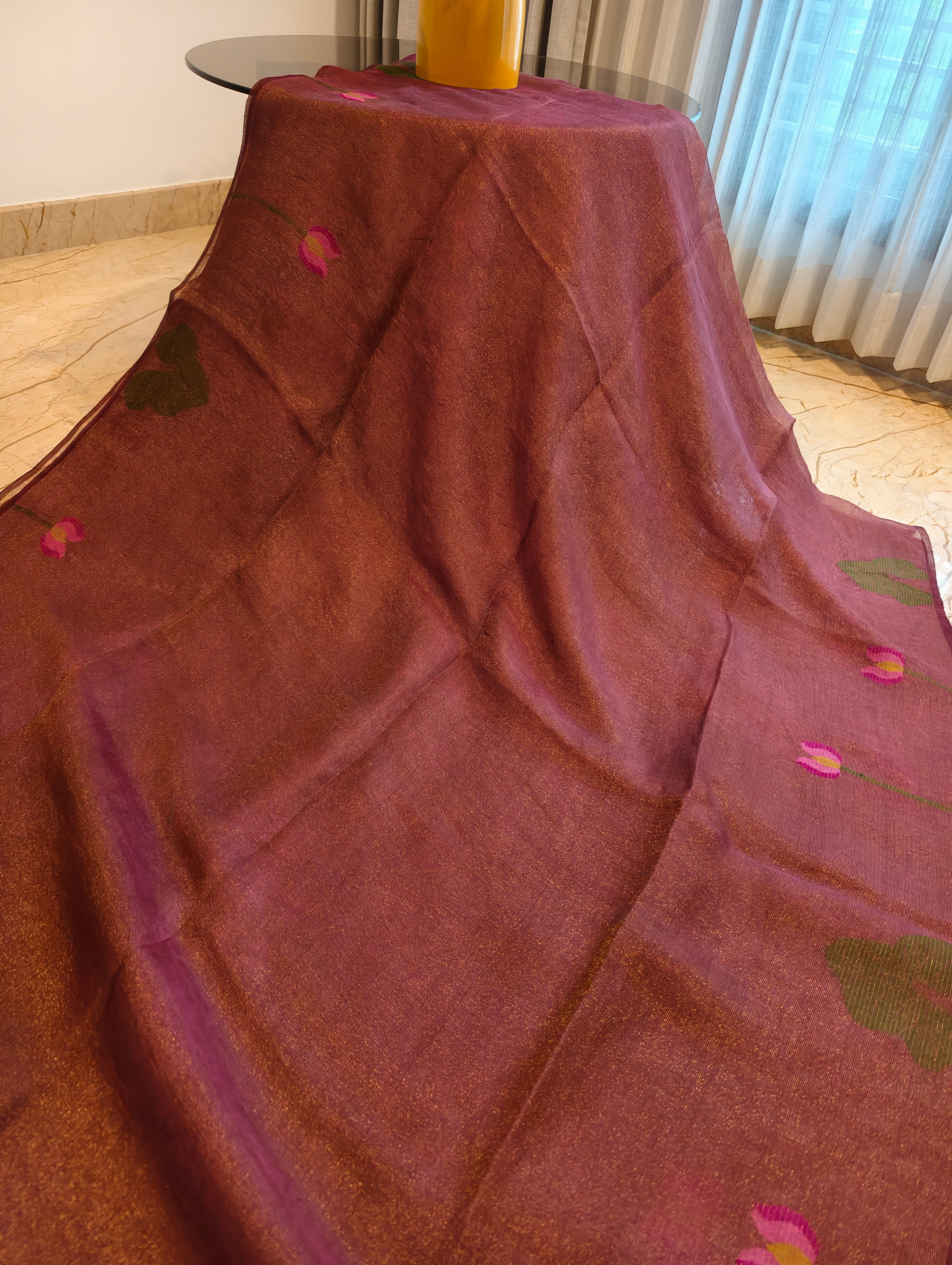 Padma Mocha – Brown Matka Silk Jamdani Saree