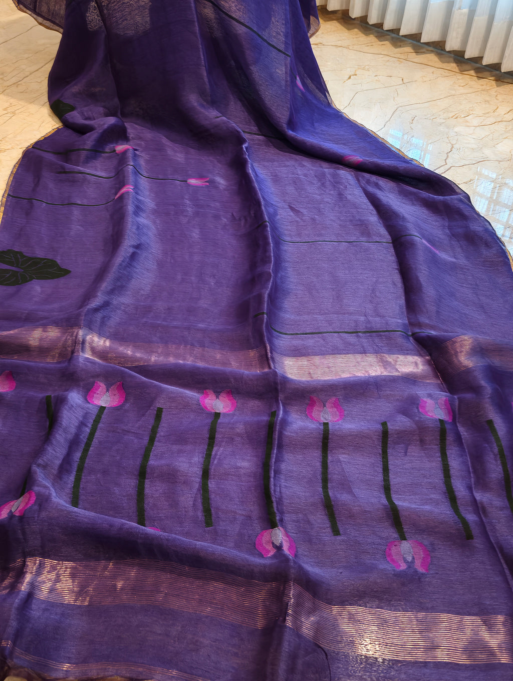 Jamuni Padma – Purple Matka Silk Jamdani Saree