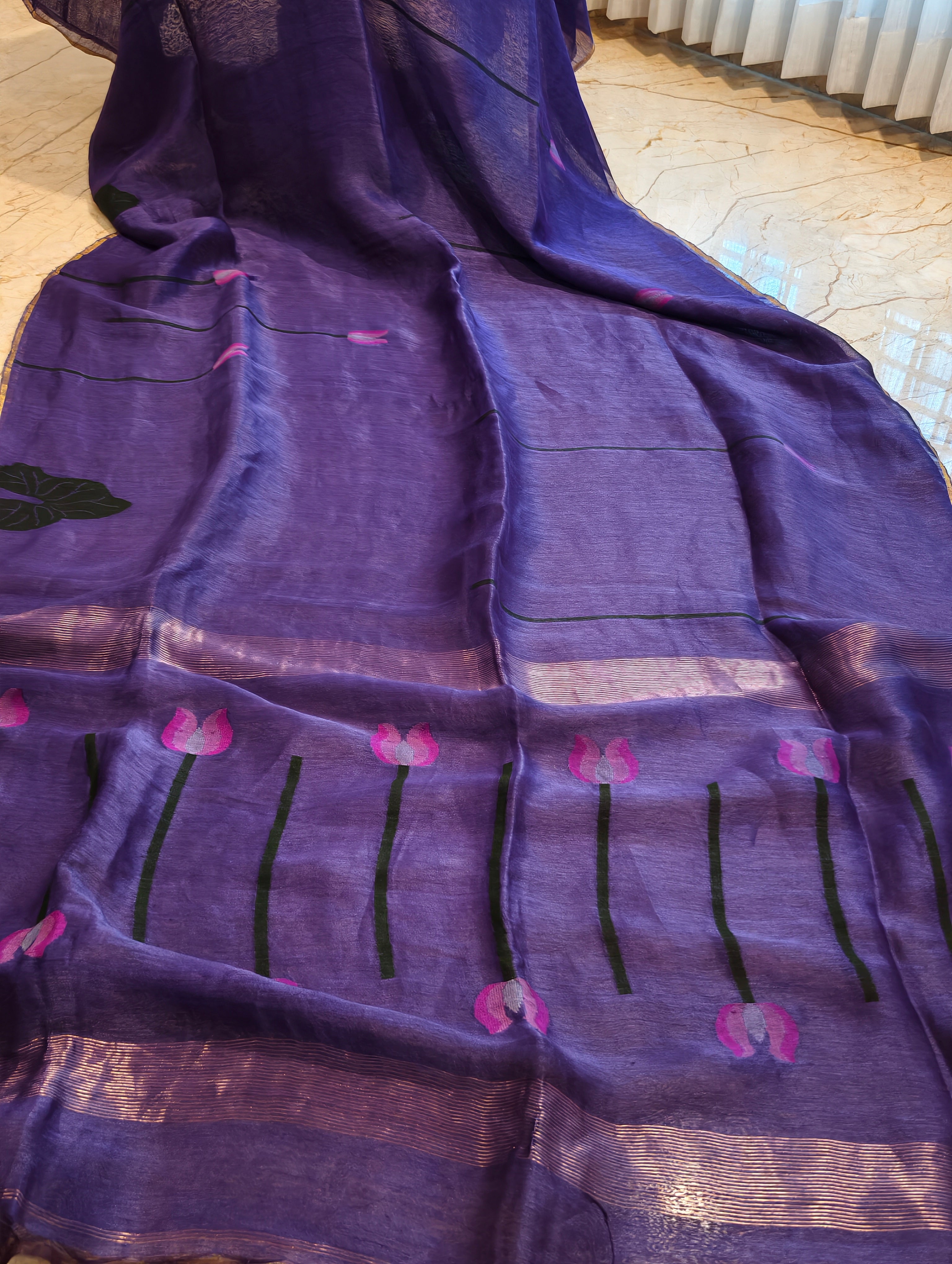 Jamuni Padma – Purple Matka Silk Jamdani Saree
