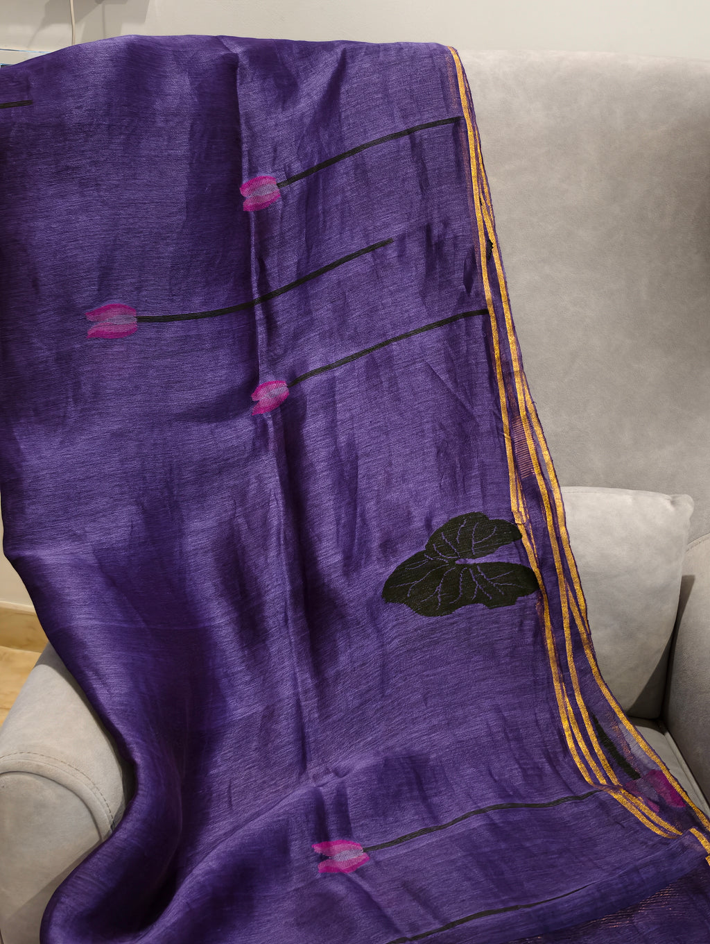 Jamuni Padma – Purple Matka Silk Jamdani Saree