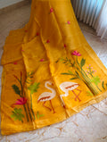 Swarna Vanam Yellow Matka Muslin Silk Saree